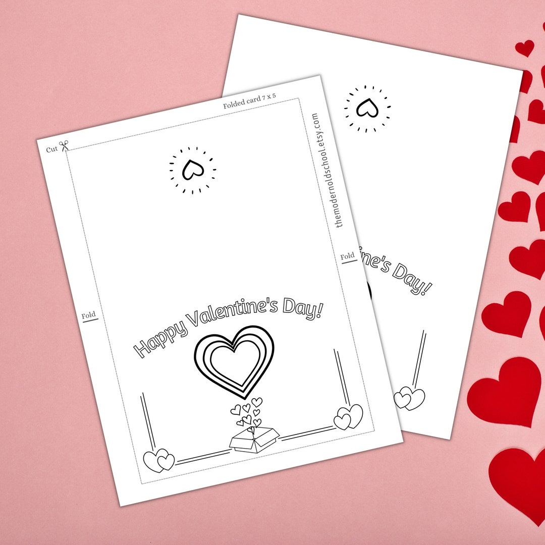 Happy Valentine's Day Coloring Card - Printable Activity for Kids ...