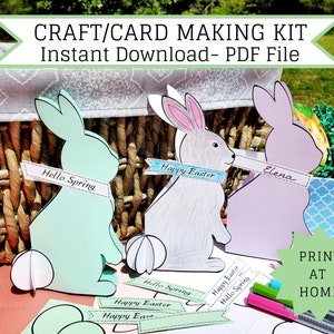 Bricolage imprimable carte de lapin de Pâques, carte de Pâques pop-up imprimable, créations 3D en papier lapin, carte de Pâques pour enfants à imprimer, salle de classe de Pâques
