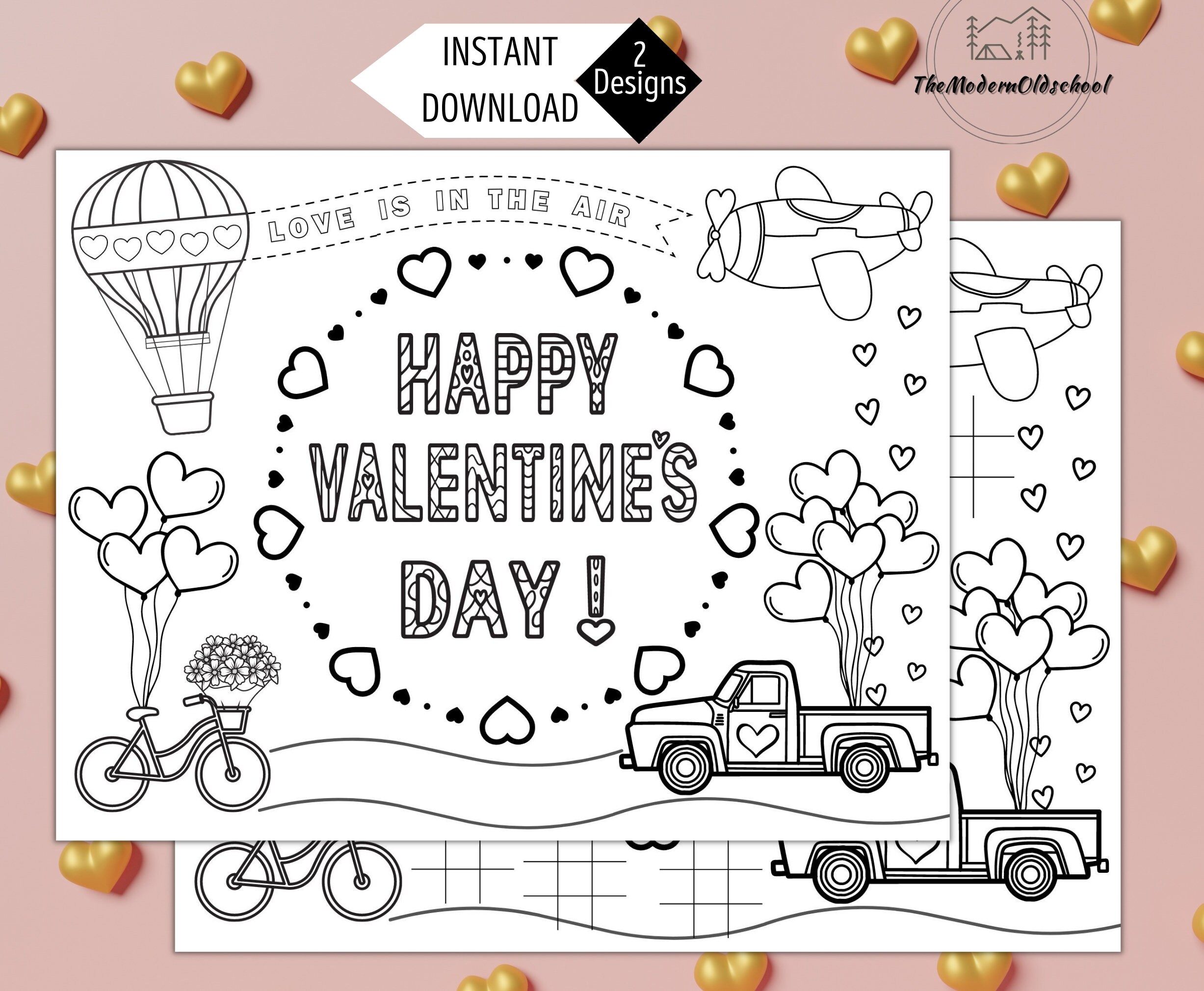 Valentine's Day Coloring Printables for Kids, 'love is in the Air ...