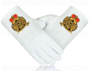 Cotton Masonic Gloves: 33rd Degree Freemason Regalia