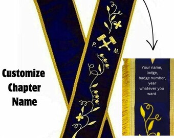 OES Past Matron Sash: Purple Velvet with Gold Trim