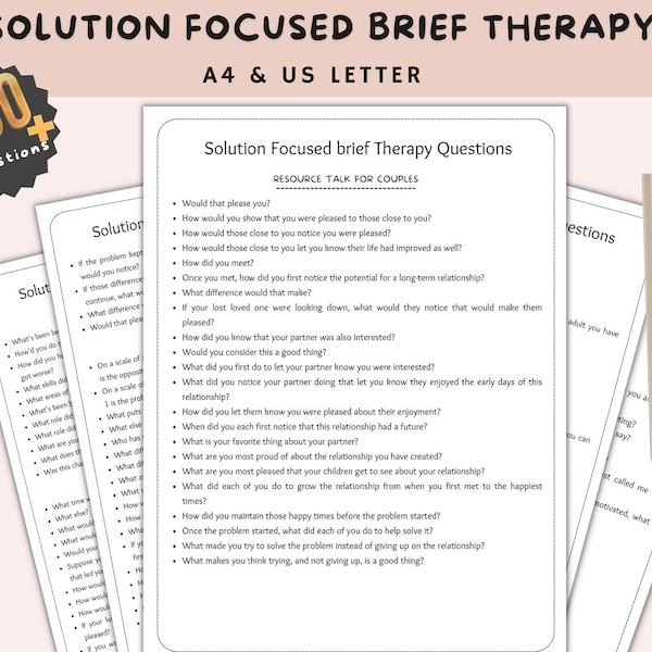 Solution Focused Brief Therapy Cheat Sheet SFBT, Therapist Questions, Client based therapy, Therapy worksheets, Psychology resources