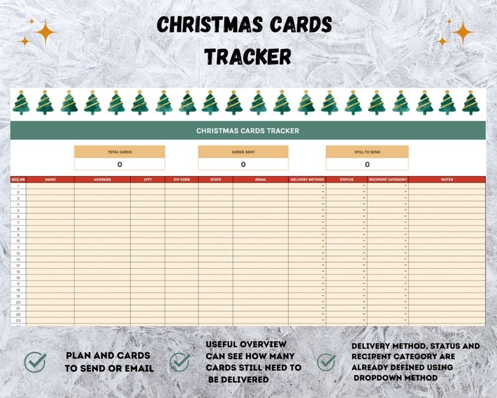 Christmas Planner Spreadsheet, Cards Tracker, Tracker Google Sheets ...
