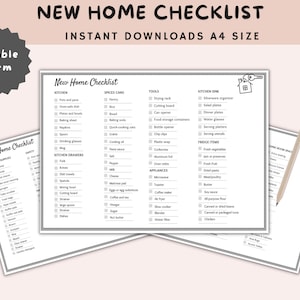 New Home Essentials Checklist, Room by Room Household Items, New Home Essentials Checklist, First home checklist,First apartment checklist