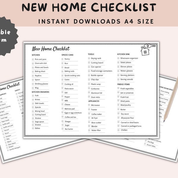 New Home Essentials Checklist, Room by Room Household Items, New Home Essentials Checklist, First home checklist,First apartment checklist