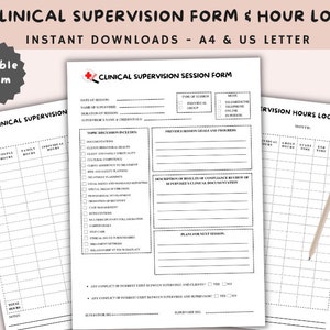 Klinisches Supervisionsformular und Stundenbuch | Klinische Lizenz Stunden | Sitzungsformen | Klinische Supervision Notizen | Klinisches Stundenbuch