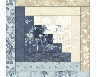 10 inch finished Log Cabin Quilt Block Pattern Foundation Paper Piecing