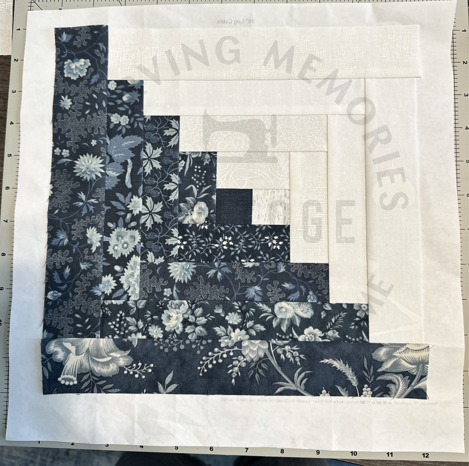 10 Inch Block Pattern 10 Inch Finished Log Cabin Quilt Block Pattern Foundation Paper Piecing ...