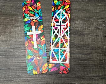 Stained Glass Style Cross Bookmark, Religious Gift