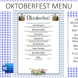 Prosty szablon menu Oktoberfest na całą stronę
