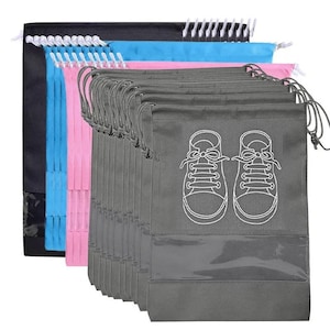 5/10 pcs Shoes Storage Bags, Closet Organizer, Non-woven Travel Portable Waterproof Clothing Hanging Drawstring Bags