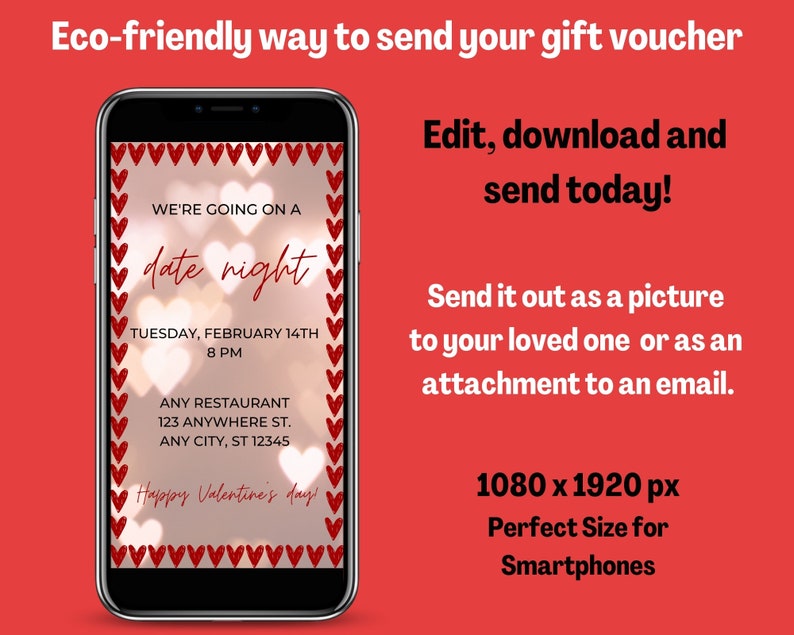 Digital Valentine's Day Gift Voucher Electronic Gift Etsy
