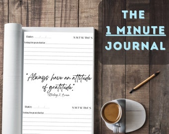 One-Minute Journal | Daily Journal | Gratitude Diary | Self Care Journal | Positive Thoughts | Printable Journal  | Quick Journal