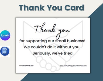 Thank You Card Template | Printable Thank You Card | Canva Thank You Card | Editable Thank You Template | Funny Thank You Card