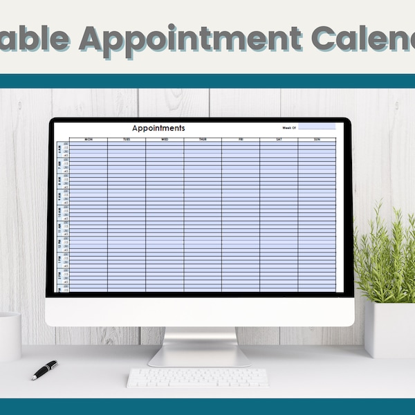 24 Hour Appointment Calendar | Appointment Tracker | Fillable PDF