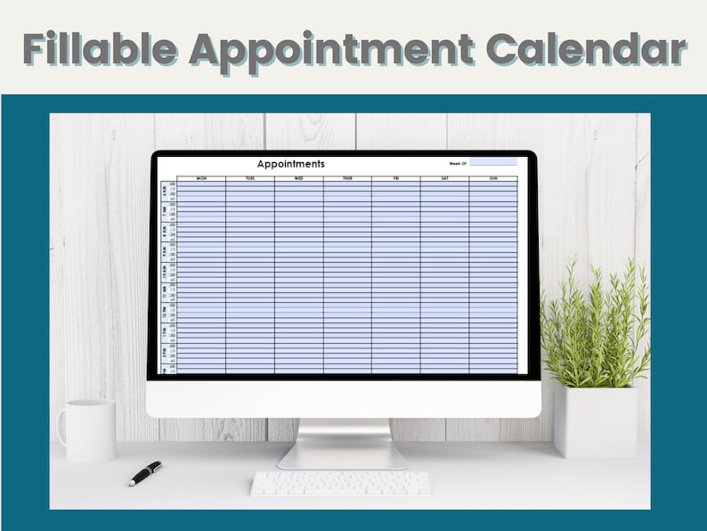 24 Hour Appointment Calendar Appointment Tracker Fillable PDF Etsy