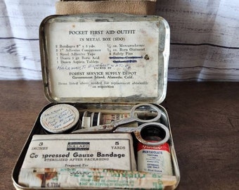 Vintage Forest Service Supply Depot First Aid Kit, 1960's, Vintage Gift, Collectors gift