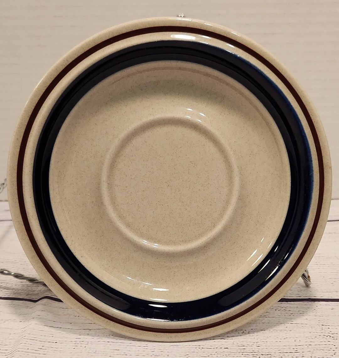 Vintage Chateau Cobalt Blue Stoneware Saucer Plates, Retro Stoneware