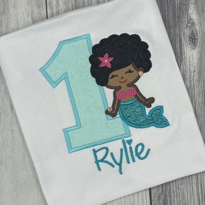 Mermaid birthday shirt, personalized mermaid shirt, Mermaid birthday theme, girls mermaid birthday shirt, embroidered mermaid birthday shirt