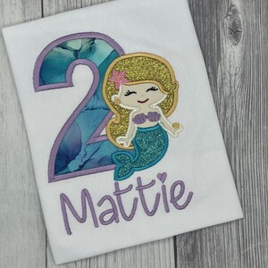 Mermaid birthday shirt, personalized mermaid shirt, Mermaid birthday theme, girls mermaid birthday shirt, embroidered mermaid birthday shirt