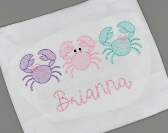 Girls Crab t shirt Girls Crab personalized shirt embroidered shirt summer shirt beach shirt beach crab shirt