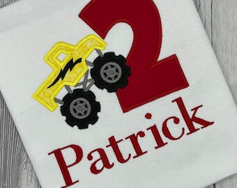 Boys monster Trucker Birthday shirt personalized birthday shirt  boys truck tshirt monster truck birthday party boy birthday shirt truck tee