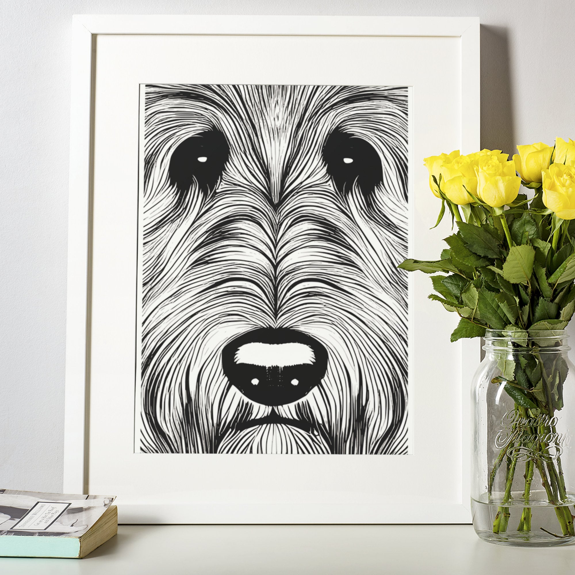 Dog Print Wall Art Graphic Line Drawing Labradoodle Art Goldendoodle