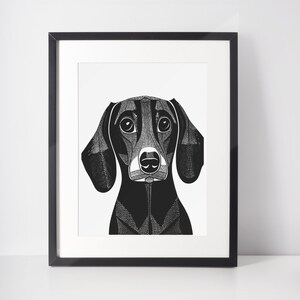 Sausage Dog Print | Home Wall Art of Dachshund Dog | Cute Facial Expression Wiener Dog | Sausage Dog Art | Minimalist | Physical Poster