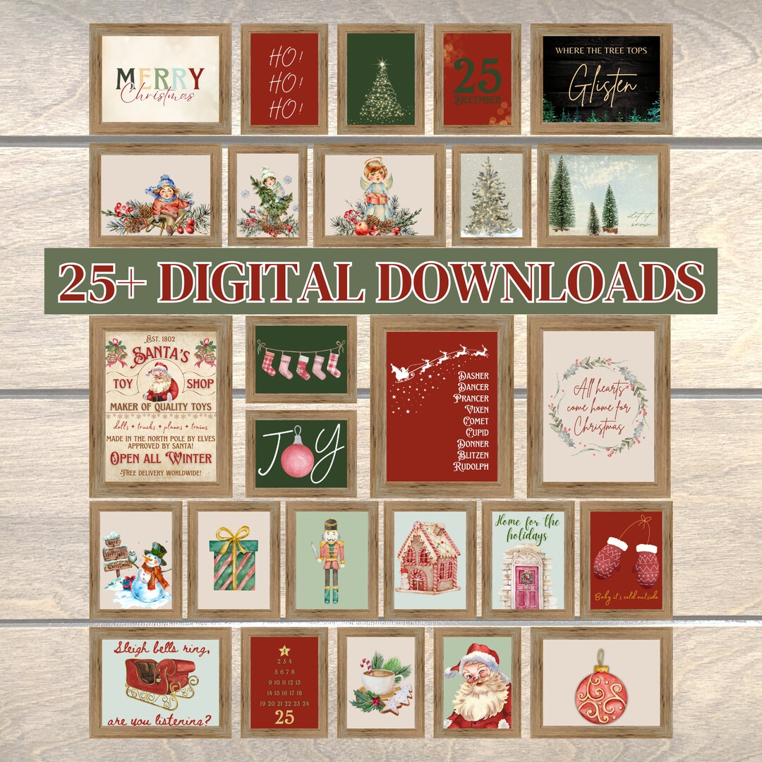 PRINTABLE Christmas Wall Decor Christmas Farmhouse Printable Etsy