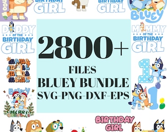 Más de 2800 paquetes svg de perro azul, paquete de cumpleaños de perro azul archivos png de la familia de perros azules, png para camisas, png de cumpleaños, png clipart, descarga digital