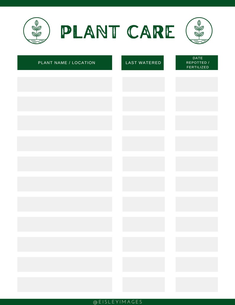 Printable Plant Care Journal Etsy