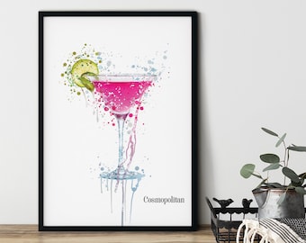 Cocktail Cosmopolitan Print, Poster for Kitchen, Cocktail Gift, Wall Art, Home Decor