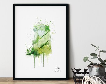 Gin & Tonic Cocktail Print, Poster for Kitchen, Cocktail Gift, Wall Art, Home Decor