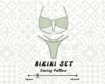 Bikini Set | Bikini Top + Bikini Bottom | Sewing Pattern | Seamless & Reversible | PDF | Sizes XS-2XL | Instant Download