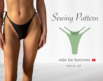 Bikini Bottom Sewing Pattern | High Rise | Cheeky/Thong Coverage | Seamless and Reversible | PDF | Sizes XS-2XL | Digital Download