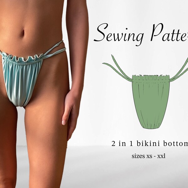 Bikini Bottom Sewing Pattern | Brazilian Cheeky | Seamless & Reversible | 2 in 1 | PDF | Sizes XS-2XL | Instant Digital Download