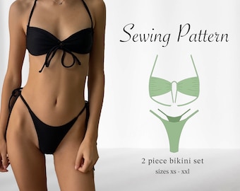 Bikini Set | Bikini Top + Bikini Bottom | Sewing Pattern | Seamless & Reversible | PDF | Sizes XS-2XL | Instant Download