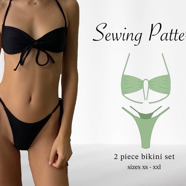 Bikini Set | Bikini Top + Bikini Bottom | Sewing Pattern | Seamless & Reversible | PDF | Sizes XS-2XL | Instant Download