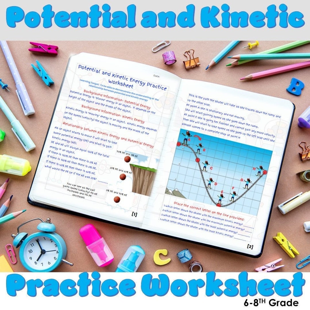 Potential and Kinetic Energy Practice Worksheet Name - Etsy