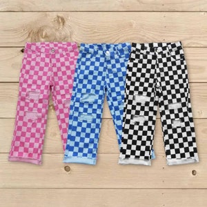 Black checkered jeans pants,baby boy white black checker pants.baby leggings,boy jeans trousers,toddle jeans