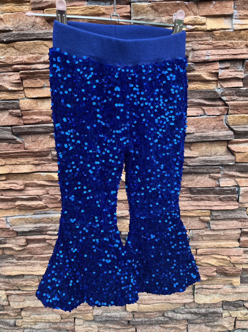 Sequins bell bottoms,hot pink sparking bell bottoms,Valentines day pants,toodle girls sequins pants,kids clothes,birthday pants,gift for her royal blue