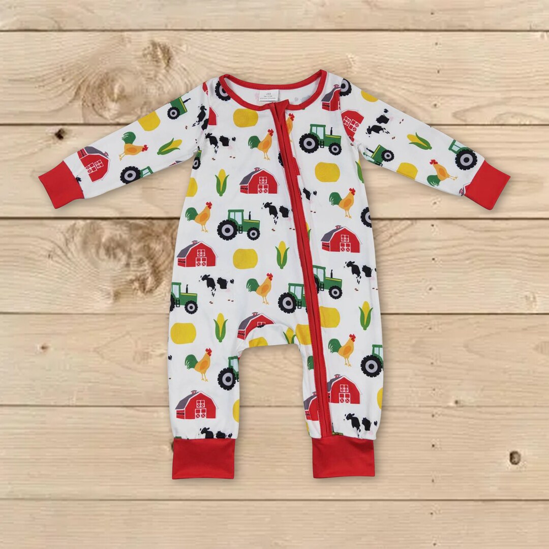 Country Farm Footed Romper Baby Bundle