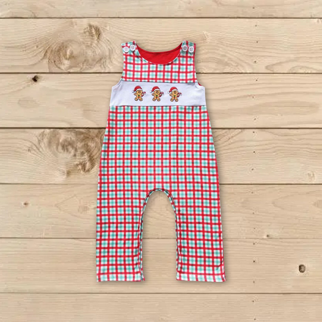 Boy Christmas Romper Gingerbread Rompertoddle Boy Christmas Etsy