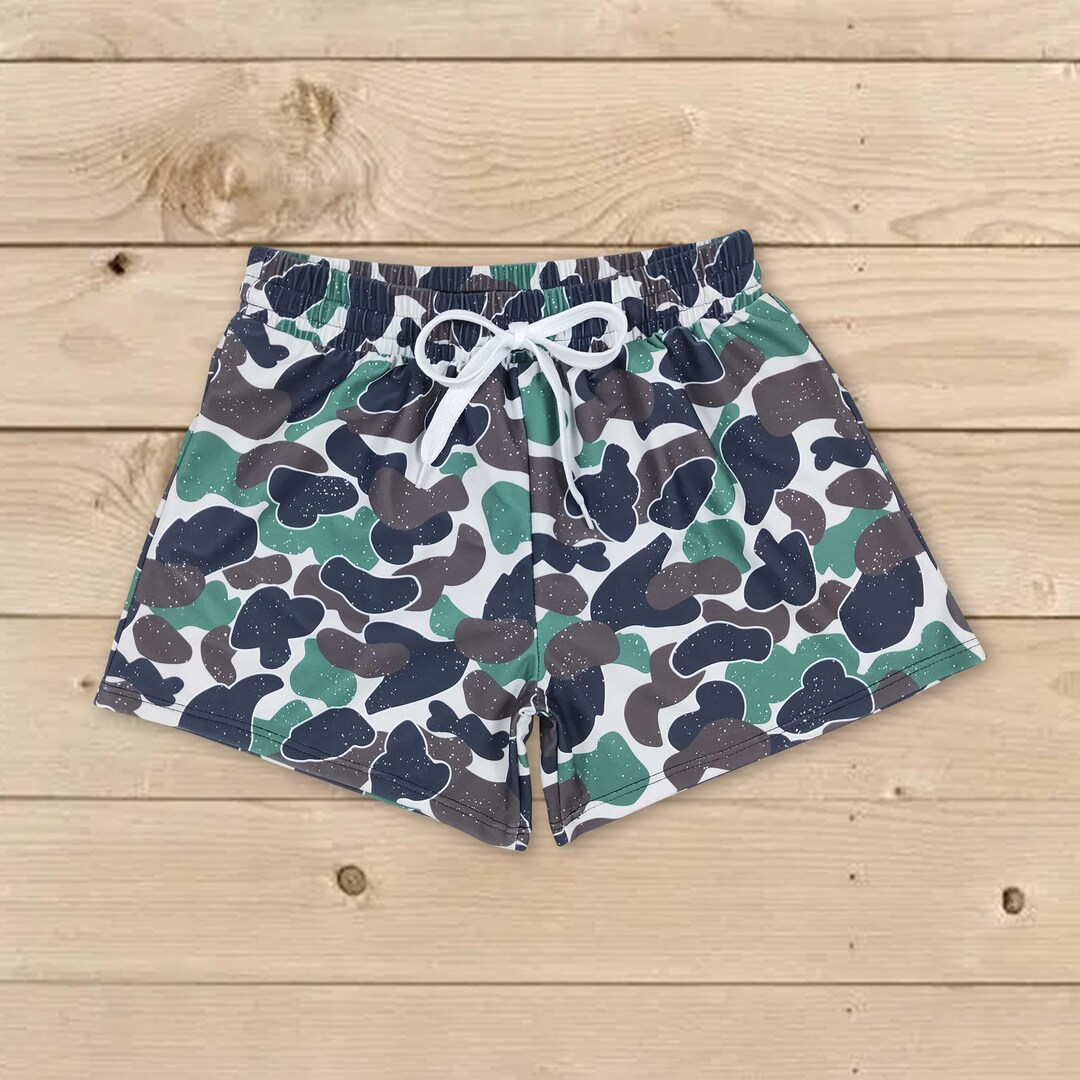 Green Camo Swim Shorts Baby Boy Swim Trunks Kids Beach Shorts Boy