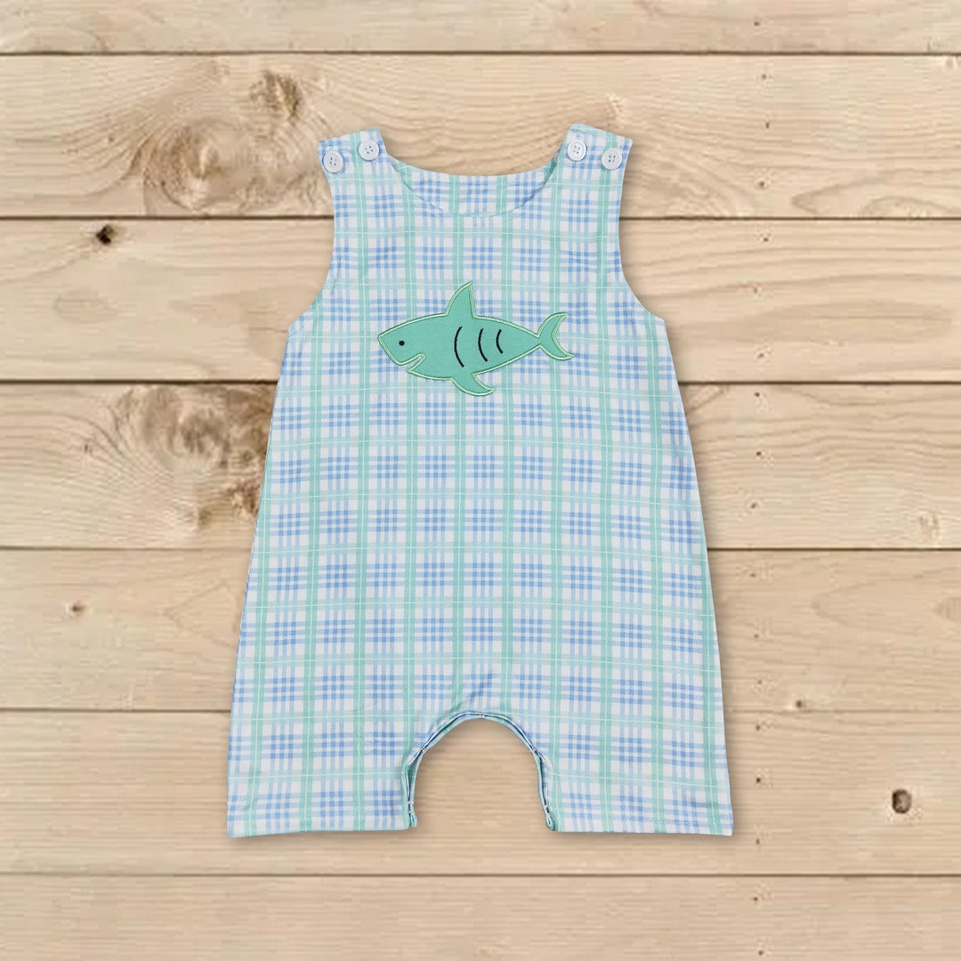 Toddle Boy Shark Romper,baby Boy Embroidery Shark Romper,baby Romper,animal Romper,baby Summer