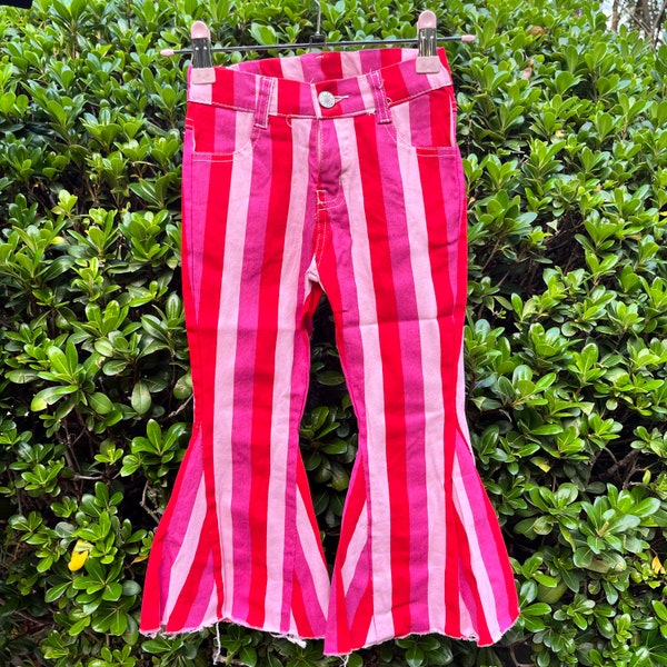 Valentines day jeans flare bell bottoms, toddle girls holiday jeans pants,kids stripes jeans bell bottoms,girls jeans pants,baby denim pants