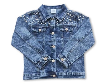 Mädchen Jeansjacke, personalisierte Jeansjacke, Baby-Jeansjacke, Kunstperlen-Jeansjacke, Kinder-Jeansjacke, Baby-Geburtstagsgeschenk, Jeansjacke