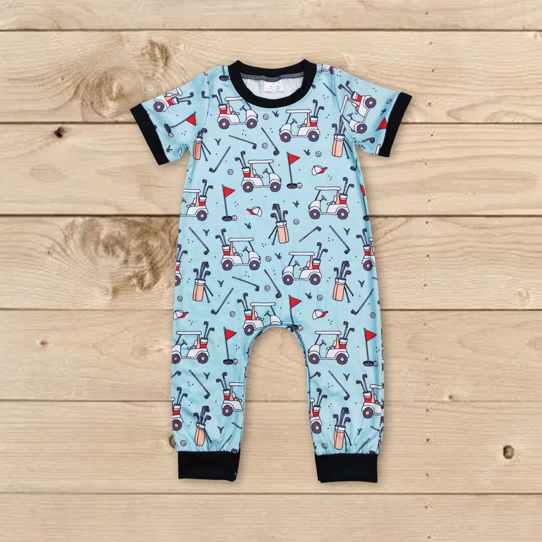 Toddle Golf Cart Romper,infant Golf Bodysuit,golf Baby Boy Romper