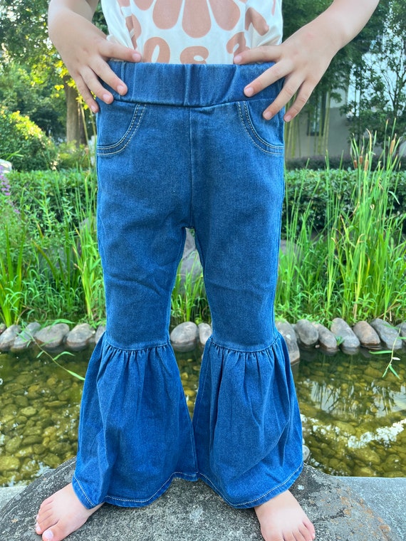 Blue Denim Flare Pants, Bell Bottoms, Jeans Bell Bottoms, Toddle