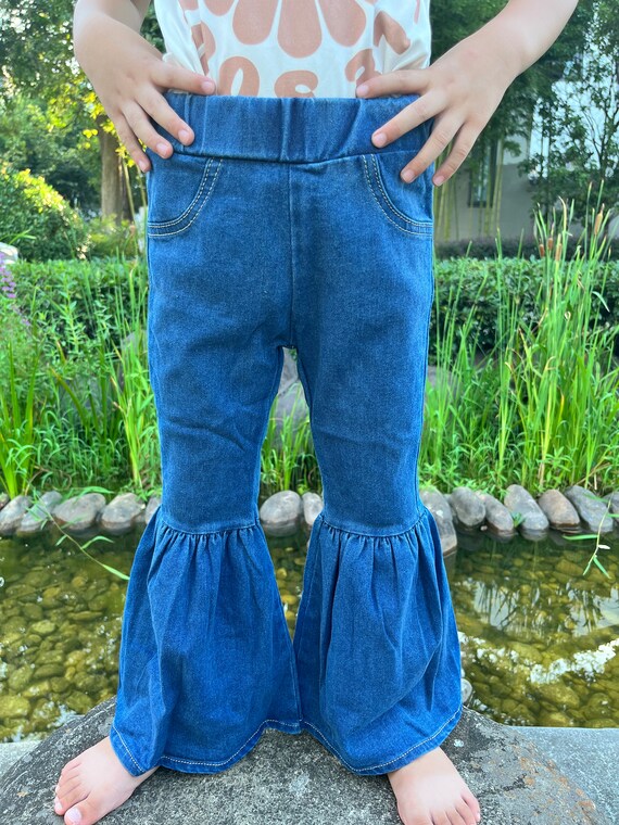 Blue Denim Flare Pants, Bell Bottoms, Jeans Bell Bottoms, Toddle Girls Denim  Bell Bottoms, Girls Jeans, Kids Jeans, Baby Girls Jeans Pants 